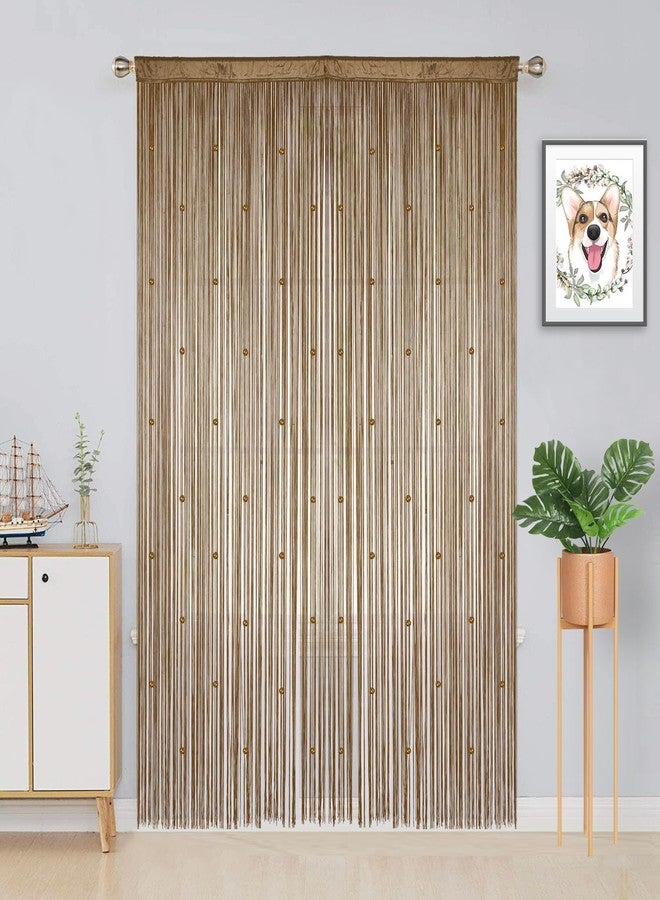 YIIBAII Beaded Curtain Beaded Curtains for Doorways Crystals Suitable for Interior Decoration and Partitions Hippy Closet Curtains (Brown, 39"x110") - Image 3